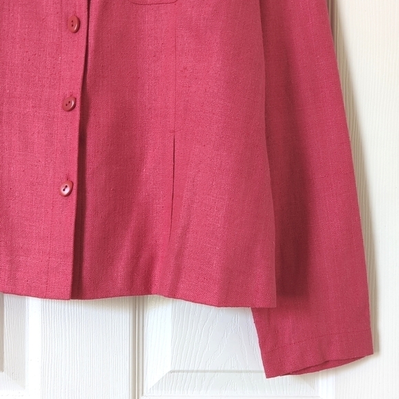 Dana Buchman 90's Vintage Lightweight Linen Collared Button Up Shacket Pink 10 - Picture 9 of 14